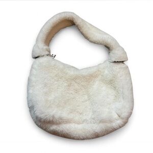 Elegant White Faux Fur Purse Bag